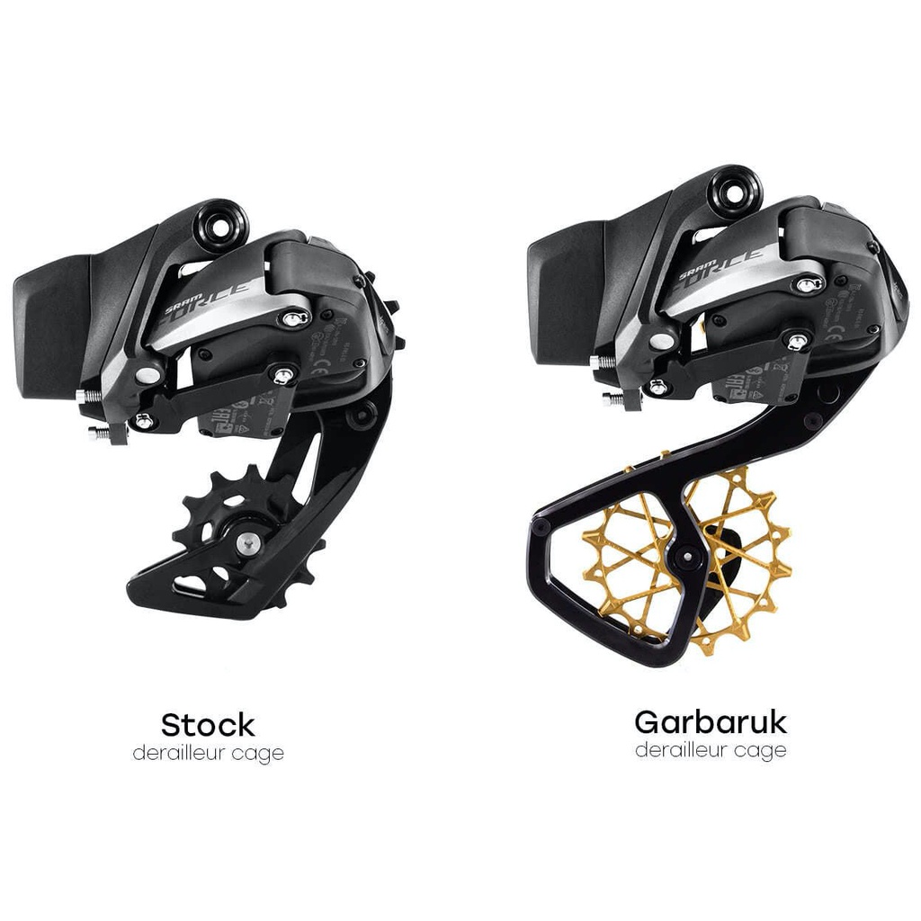 GARBARUK Rear Derailleur Cage + Pulleys Kit for SRAM Force AXS 12-speed (SRAM Force AXS 12-speed RD cage, 12+16T, Standard, Black, Black) GRAVEL / RUTA