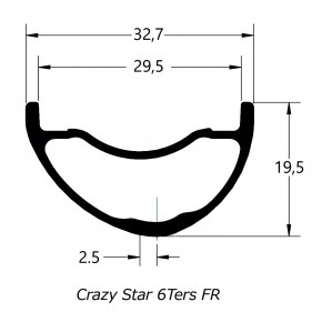DUKE RIM CRAZY STAR 6TERS FRONT - RIM DIAMETER : 29"- HOLES NUMBER : 28- RIM PROFILE : ASYMMETRIC- RIM FINISH : SATIN BLACK