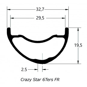 DUKE RIM CRAZY STAR 6TERS FRONT - RIM DIAMETER : 29"- HOLES NUMBER : 32- RIM PROFILE : ASYMMETRIC- RIM FINISH : SATIN BLACK