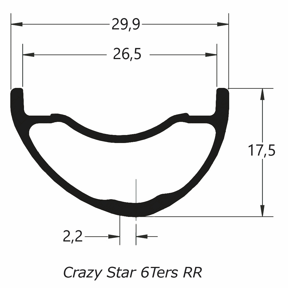 DUKE RIM CRAZY STAR 6TERS REAR - RIM DIAMETER : 29"- HOLES NUMBER : 32- RIM PROFILE : ASYMMETRIC- RIM FINISH : SATIN BLACK
