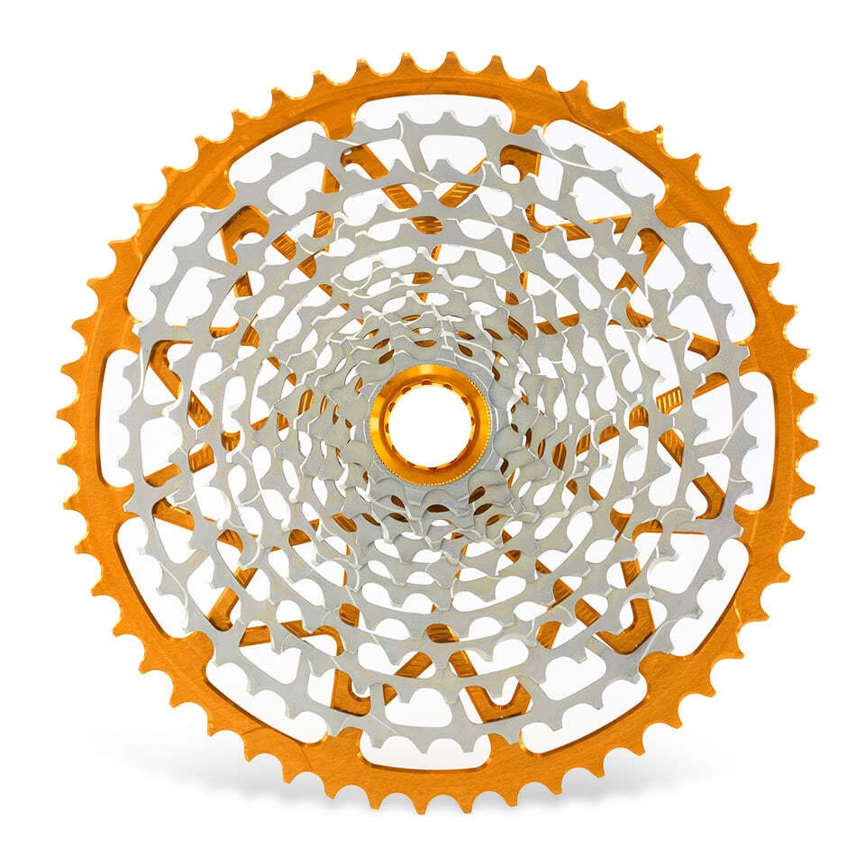 GARBARUK 12-speed cassette (Shimano Micro Spline freehub) 10-52T · Orange