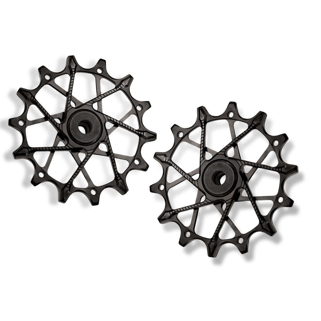 GARBARUK Rear Derailleur Pulleys for Shimano | 14T + 14T (for 12 sp. with standard cage) · Black