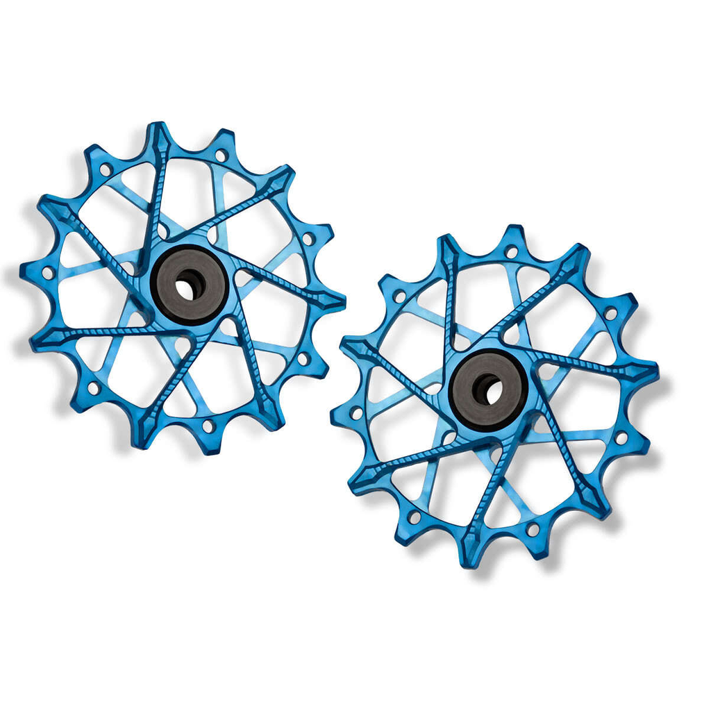 GARBARUK Rear Derailleur Pulleys for Shimano | 14T + 14T (for 12 sp. with standard cage) · Blue