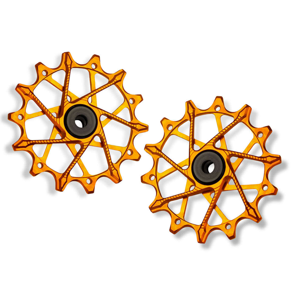 GARBARUK Rear Derailleur Pulleys for Shimano | 14T + 14T (for 12 sp. with standard cage) · Orange