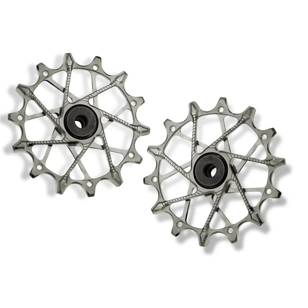 GARBARUK Rear Derailleur Pulleys for Shimano | 14T + 14T (for 12 sp. with standard cage) · Silver