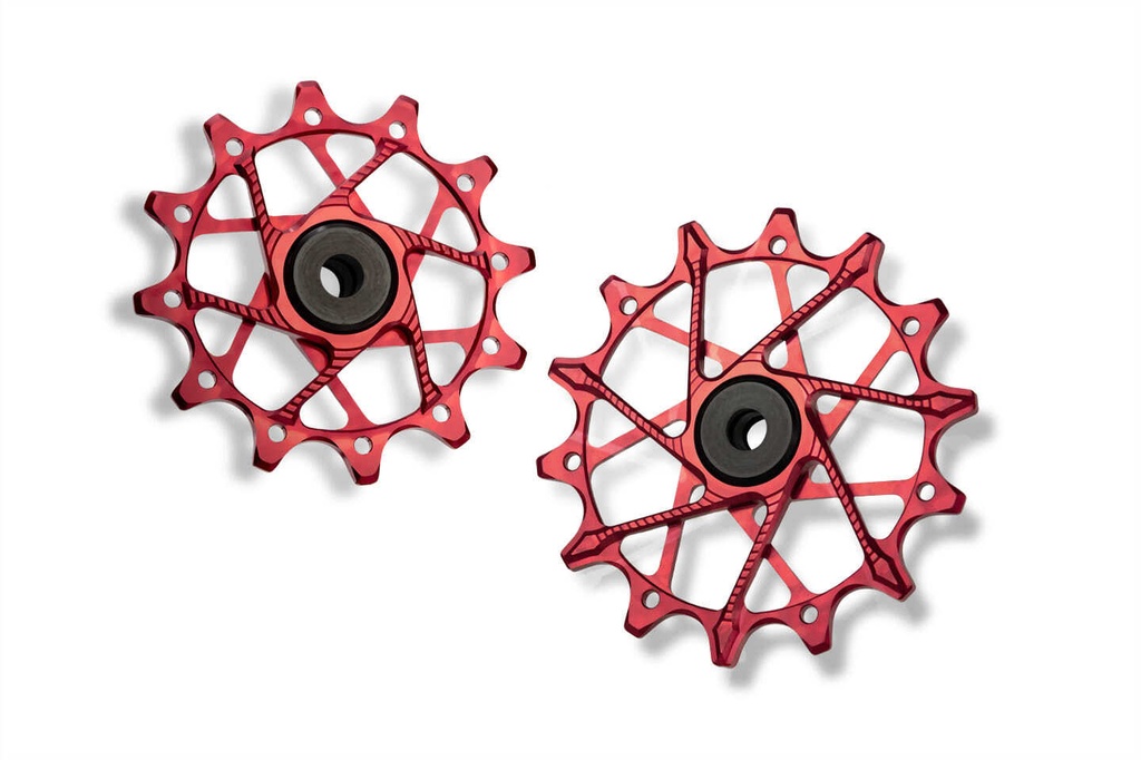 GARBARUK Rear Derailleur Pulleys for SRAM | 12T + 14T (for 11/12 sp. with standard cage) · Red