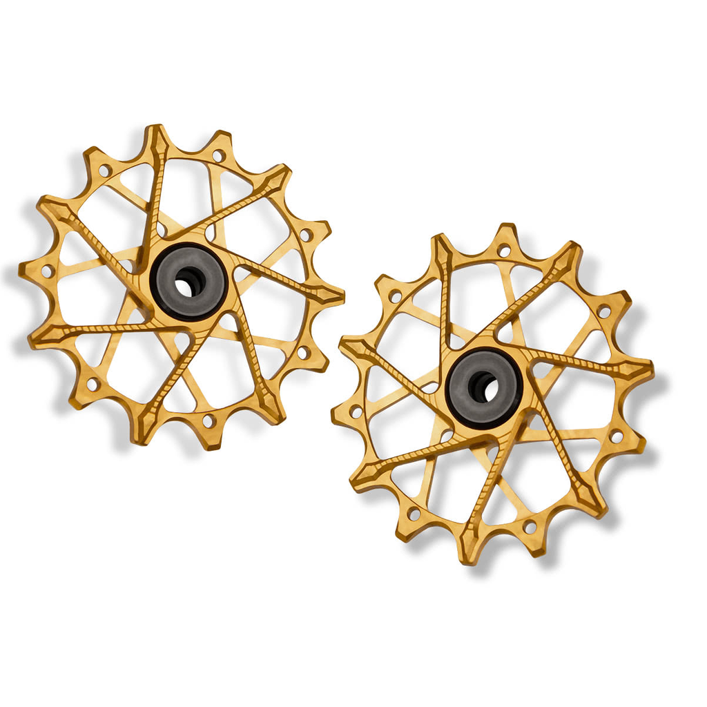 GARBARUK Rear Derailleur Pulleys for Shimano | 14T + 14T (for 12 sp. with standard cage) · Gold