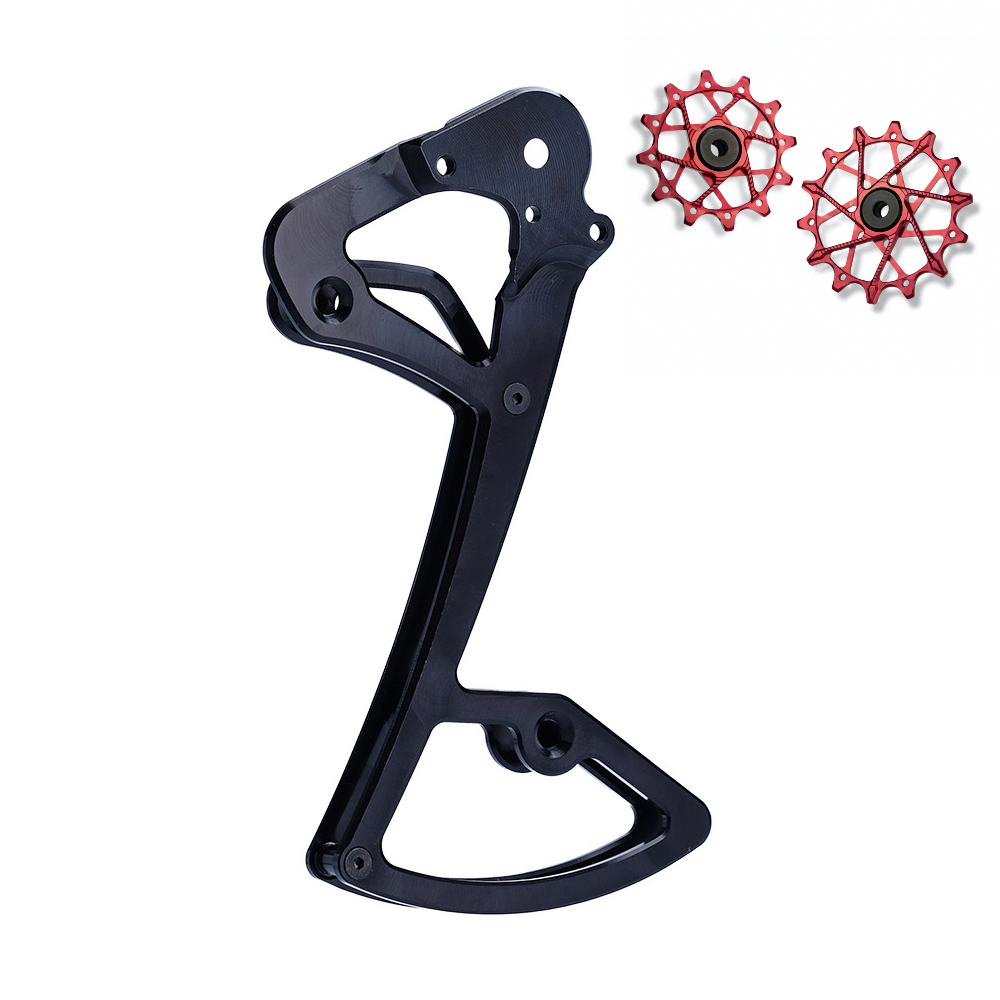 GARBARUK Rear Derailleur Cage + Pulleys Kit for SRAM | Set - 12T + 16T (for 11/12 sp. with GARBARUK cage) · Red