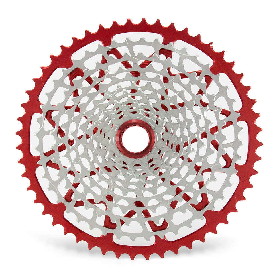 GARBARUK 12-speed cassette (Shimano Micro Spline freehub) 10-52T · Red