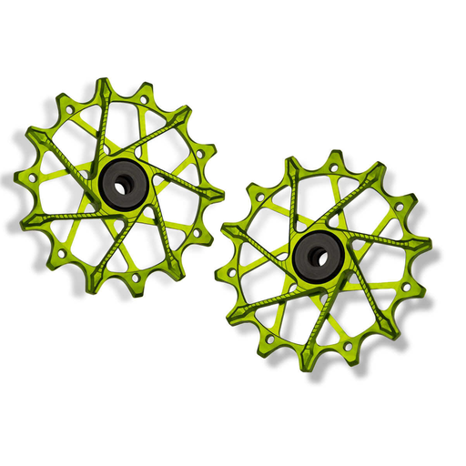 [5907441546348] GARBARUK Rear Derailleur Pulleys for Shimano | 14T + 14T (for 12 sp. with standard cage) · Green