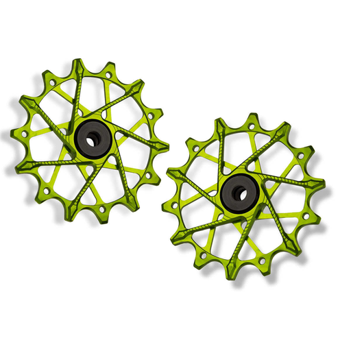 [5907441546348] GARBARUK Rear Derailleur Pulleys for Shimano | Set - 14T + 14T (for 12 sp. with standard cage) · Green