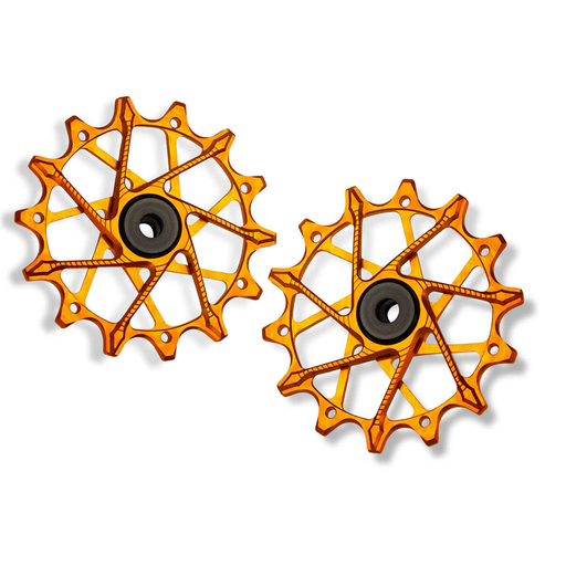 [5907441546355] GARBARUK Rear Derailleur Pulleys for Shimano | Set - 14T + 14T (for 12 sp. with standard cage) · Orange