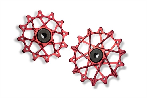 [5907441546041] GARBARUK Rear Derailleur Pulleys for SRAM | 12T + 14T (for 11/12 sp. with standard cage) · Red