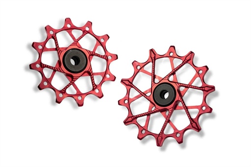 [5907441546041] GARBARUK Rear Derailleur Pulleys for SRAM | Set - 12T + 14T (for 11/12 sp. with standard cage) · Red