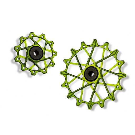 [5907441545860] GARBARUK Rear Derailleur Pulleys for Shimano | 11T + 16T  (for 11 sp. with GARBARUK cage) · Green