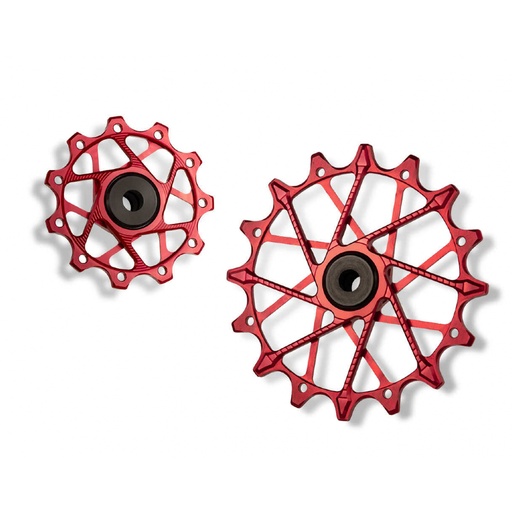 [5907441545884] GARBARUK Rear Derailleur Pulleys for Shimano | 11T + 16T  (for 11 sp. with GARBARUK cage) · Red
