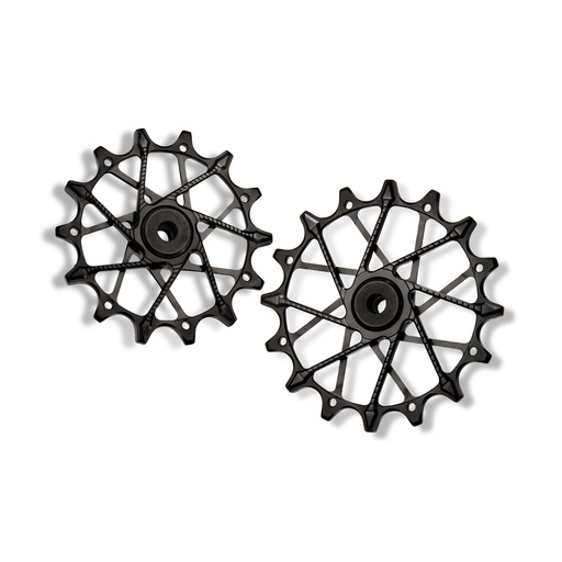 [5907441595971] GARBARUK Rear Derailleur Pulleys | 14T + 16T (for Shimano 12 sp. with GARBARUK cage & SRAM Eagle Transmission with original cage) · Black 