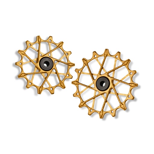 [5907441595995] GARBARUK Rear Derailleur Pulleys | 14T + 16T (for Shimano 12 sp. with GARBARUK cage & SRAM Eagle Transmission with original cage) · Gold 