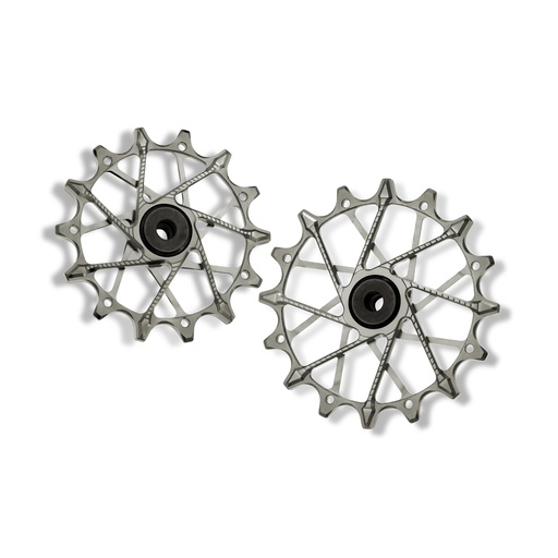[5907441596039] GARBARUK Rear Derailleur Pulleys | 14T + 16T (for Shimano 12 sp. with GARBARUK cage & SRAM Eagle Transmission with original cage) · Silver
